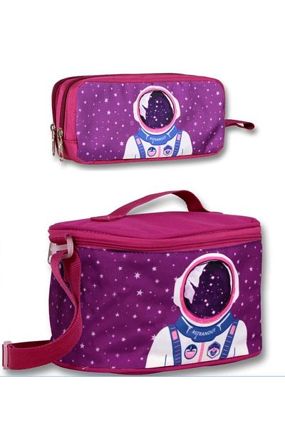 ÜMİT ÇANTA Ümit Çanta Boy's Insulated Lunch Box and Pen Holder Set - Purple Astronaut