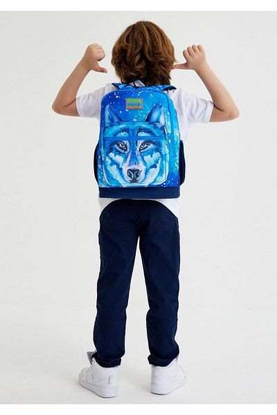 Coral High Set rucsac și geantă de prânz pentru școala primară - Blue Wolf pentru băiat