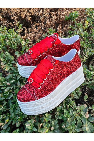 Ayakkabı Tutkusu Stilo ® Red Shoes Glitter Platform Heel Evening Dress Sports Shoes