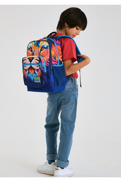 Coral High Set rucsac și geantă de prânz pentru școala primară - băiat leu bleumarin