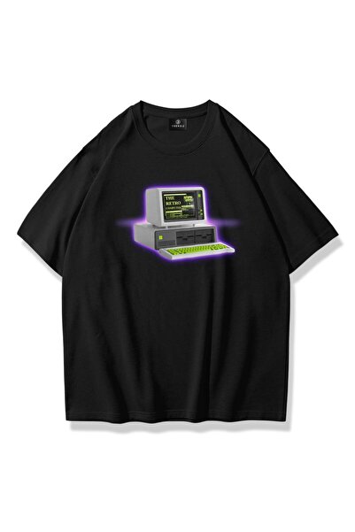 Tarzsokak Tricou unisex retro pentru computer negru