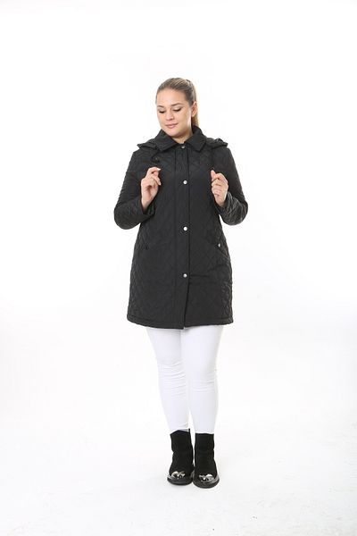 TUTveAL Collection Women's Long Water Resistant Memory Fabric Hooded Coat Large Size Coat