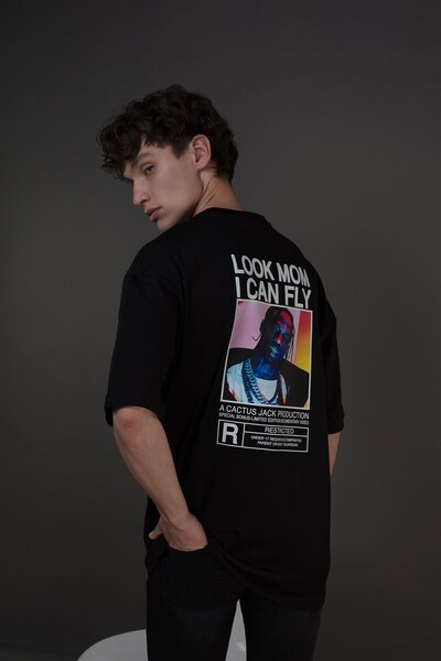 Tarzsokak Tricou negru colorat unisex Look Mom I Can Fly