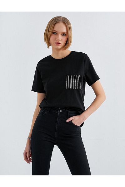 Koton Crew Neck rövid ujjú lánc részletes póló