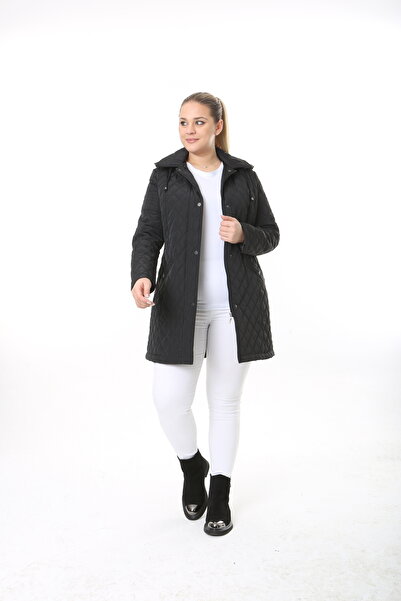 TUTveAL Collection Women's Long Water Resistant Memory Fabric Hooded Coat Large Size Coat