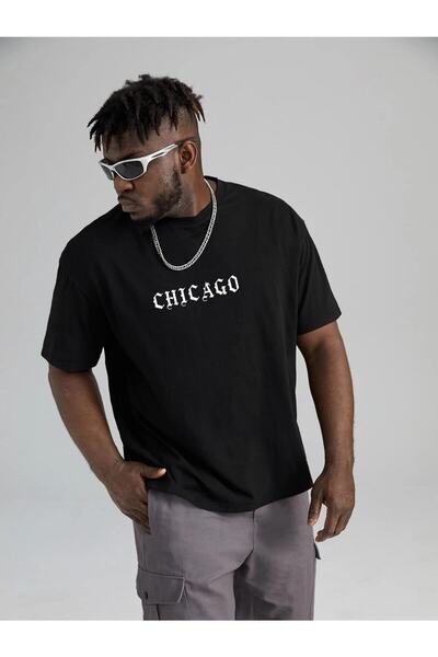FANBOX SHOP Γυναικείο Μαύρο Oversize 100% Βαμβάκι Chicago