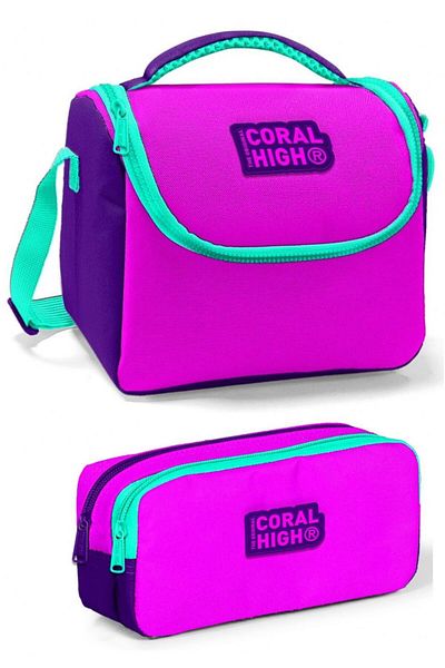 Coral High Set de cutie de prânz pentru fete roz verde