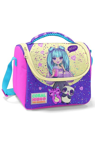 Coral High Roz Violet Anime Imprimat Fata Copii Cutie de prânz izolată