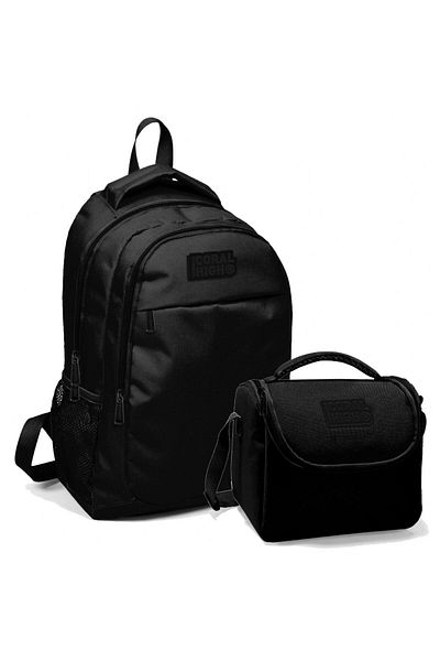 Coral High Rucsac Scoala Si Geanta De Pranz Baiet Negru