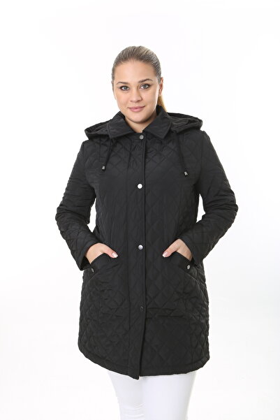 TUTveAL Collection Women's Long Water Resistant Memory Fabric Hooded Coat Large Size Coat