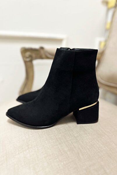 Nil Shoes Hoby Siyah Süet Topuklu Bot