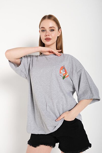 Adrift Siva oversize majica sa printom Bugs Bunnyja