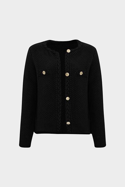 Açelya Okcu Cardigan din tricot de lână pentru femei, cu decolteu triplu, care nu se închide