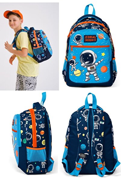 Coral High Набір шкільних рюкзаків та сумок для харчування для початкової школи - для хлопчиків, синьо-блакитний, астронавт