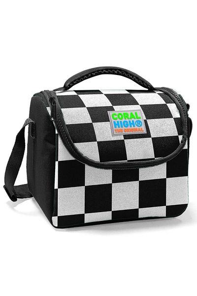 Coral High Cutie de prânz școlară pentru băiat cu imprimeu alb-negru