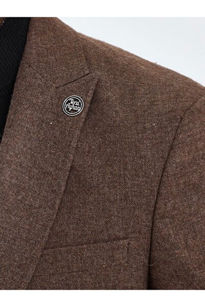 Terziayhan Тъмнокафяво вълнено яке Slimfit