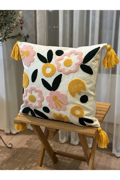 BUGİ HOME COLLECTİON SINGLE PUNCH EMBROIDERED EMBROIDERED DECORATIVE KIRLENT CASE