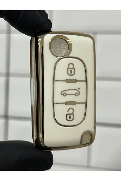 BARKAS ELEKTRONİK For Peugeot 207 307 308 406 407 5008 607 Partner Switchblade Nano Key Case White