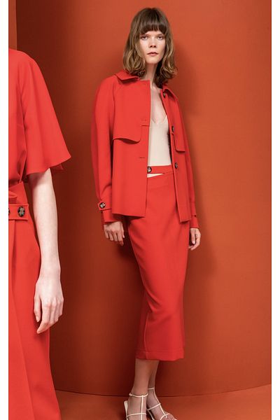 KAMEYA Red Pencil Skirt with Waist Detail