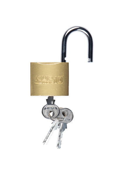 Kupa كوب 10 اقتصادي 3 مفاتيح 32 ملم قفل فولاذي أصفر