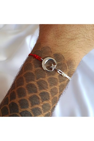 DENİZDENAL Moon Star Bracelet Red White Silver Color