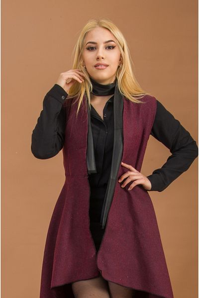 Aişe tesettür Black Claret Red Patterned Vest