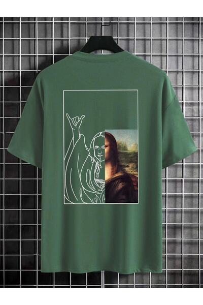 Adrift Muška zelena majica Mona Lisa Štampano okrugla kragna