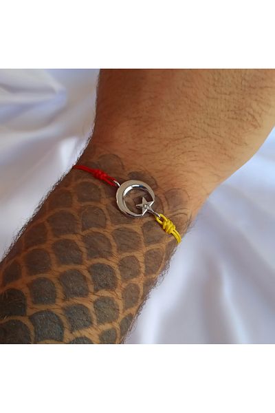 DENİZDENAL Moon Star Bracelet Yellow Red Silver Color