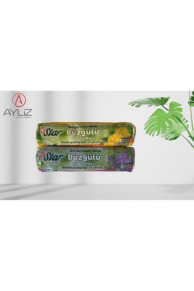 Ayliz Plast & Ambalaj Drawstring Garbage Bag Scented Medium Size Home Office 55x60 Cm 2 Pieces