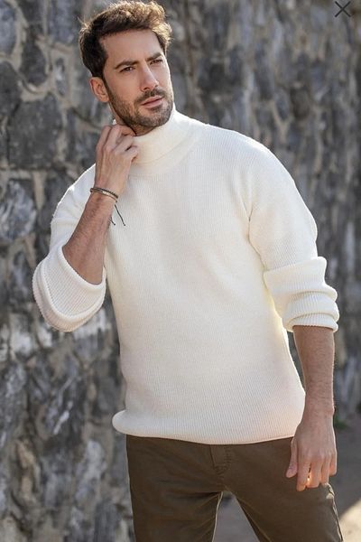 Butik Karaca men's oversize knitted knitwear sweater pisket collar turtleneck sweater
