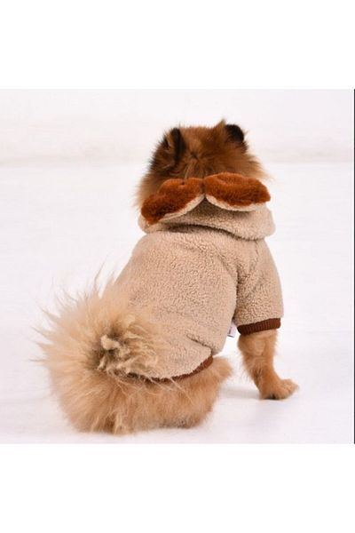 GedyCo Beige Premium Plush Small Breed Dog Sweatshirt (suitable for dogs from 2 kg to 8 kg)