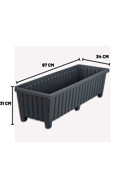 Melkan Home Dekoratif Balkon Saksısı 6 Ayaklı Büyük Balkon Saksı 50 Litre 87 Cm Siyah Balkon Saksı Bahçe Saksı