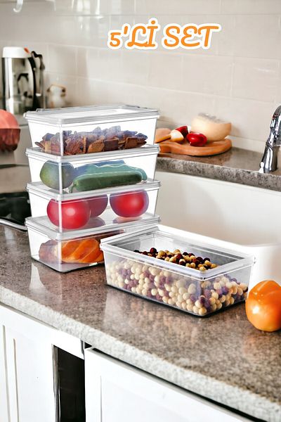 NY HOME 5 Pieces of Storage Container with Lid 2 Lt