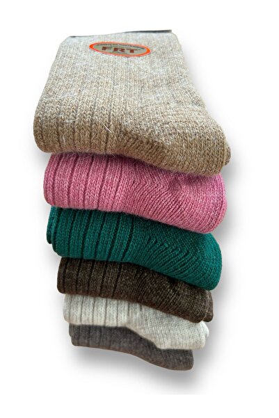 FIRAT Kadın Yünlü Kışlık Soket 6 Çift Rengarenk Çorap