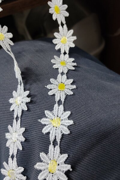 DUAYEN güpür dantel batikli büyük papatya 2 metre