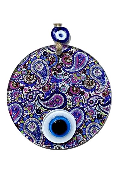 Mixperi Mandala Desen Mavi Mor Nazar Boncuklu Füzyon Cam El İşçiliği 12 cm Du...