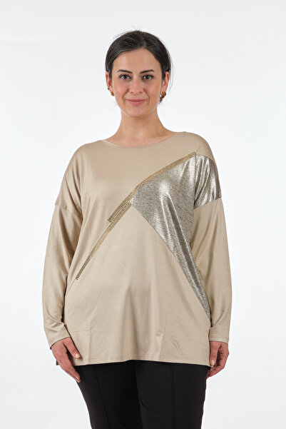 Two Mail Twomail στρογγυλή λαιμόκοψη μεγάλο μέγεθος μακρυμάνικη λινή γυναικεία μπλούζα My2150p10758