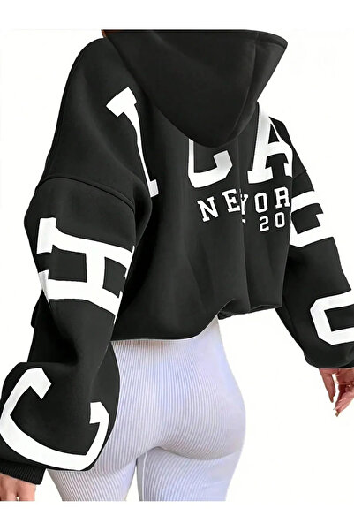Keywest Unisex majica sa kapuljačom Chicago Štampano Oversize kroj