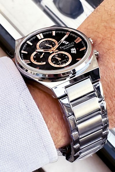 Ferrucci Function Men's Wristwatch 3 Atm Waterproof Smoked Color Steel Cord Bracelet Gift Cbk1105
