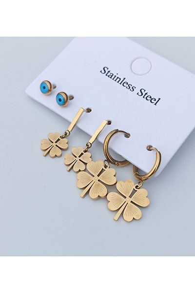 The Collection Tarnishable Steel Set of 6 Clover Earrings