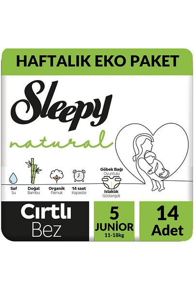 Sleepy Natural Economic Opportunity Package Weekly Baby Diapers Size 5 Junior 14 Pieces / Sleepy Baby Diapers