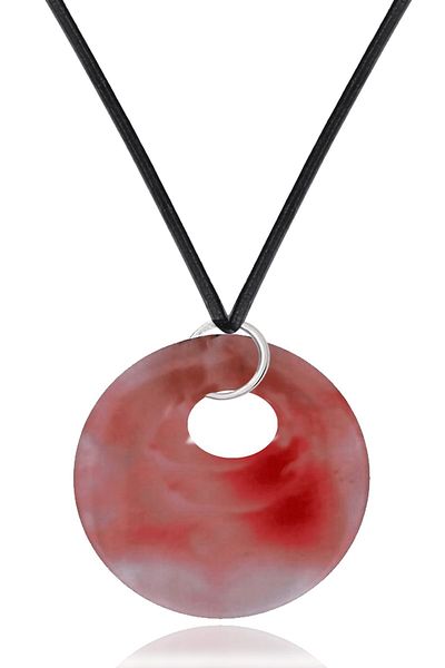 Tesbih Atölyesi Certified Leather String Natural Rose Quartz Stone Necklace