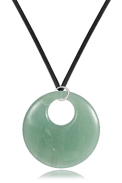 Tesbih Atölyesi Certified Leather String Natural Aventurine Stone Necklace