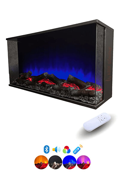 ARİF Dekoratif Elektrikli Şömine - 120x35x25 cm - Kumanda, Bluetooth Hoparlör...