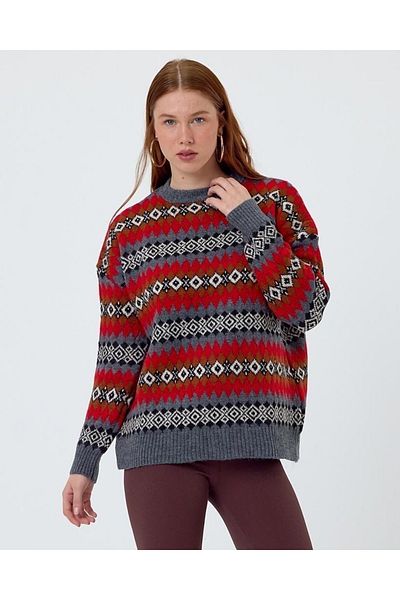 SARİTA MODA KİLİM PATTERN WOMEN'S SWEATER