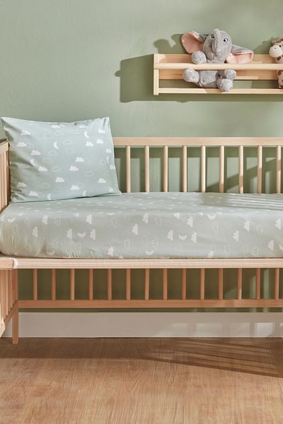 Karaca Home Mint Colored Baby Cloudy Pillow and Sheet Set
