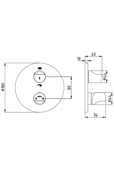 Eca Myra Built-in Bathroom Faucet Surface Mounted 2 Way102167203H-YDE