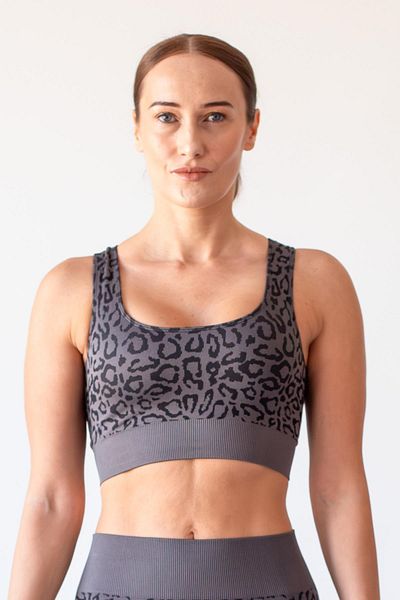 FEELAMORE Seamless Leopard Casual Crop Top, Bustier