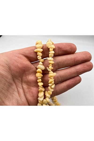 Ebruli Boncuk سوار قلادة من الخرز الطبيعي المكسور باللون الأصفر (سلسلة واحدة)