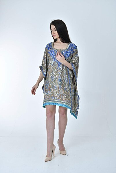 Gezgin tekstil ve aksesuar El Işlemeli Ipek Elbise Diz Hizasında (HAND EMBROIDERED SILK DRESS KNEE LENGTH)